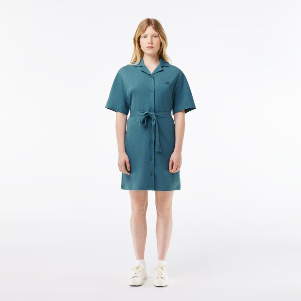 Lacsote Linen/Cotton Blend Belted Button Dress